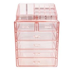 Makeup Storage Case Display Spacious Design (Pink)